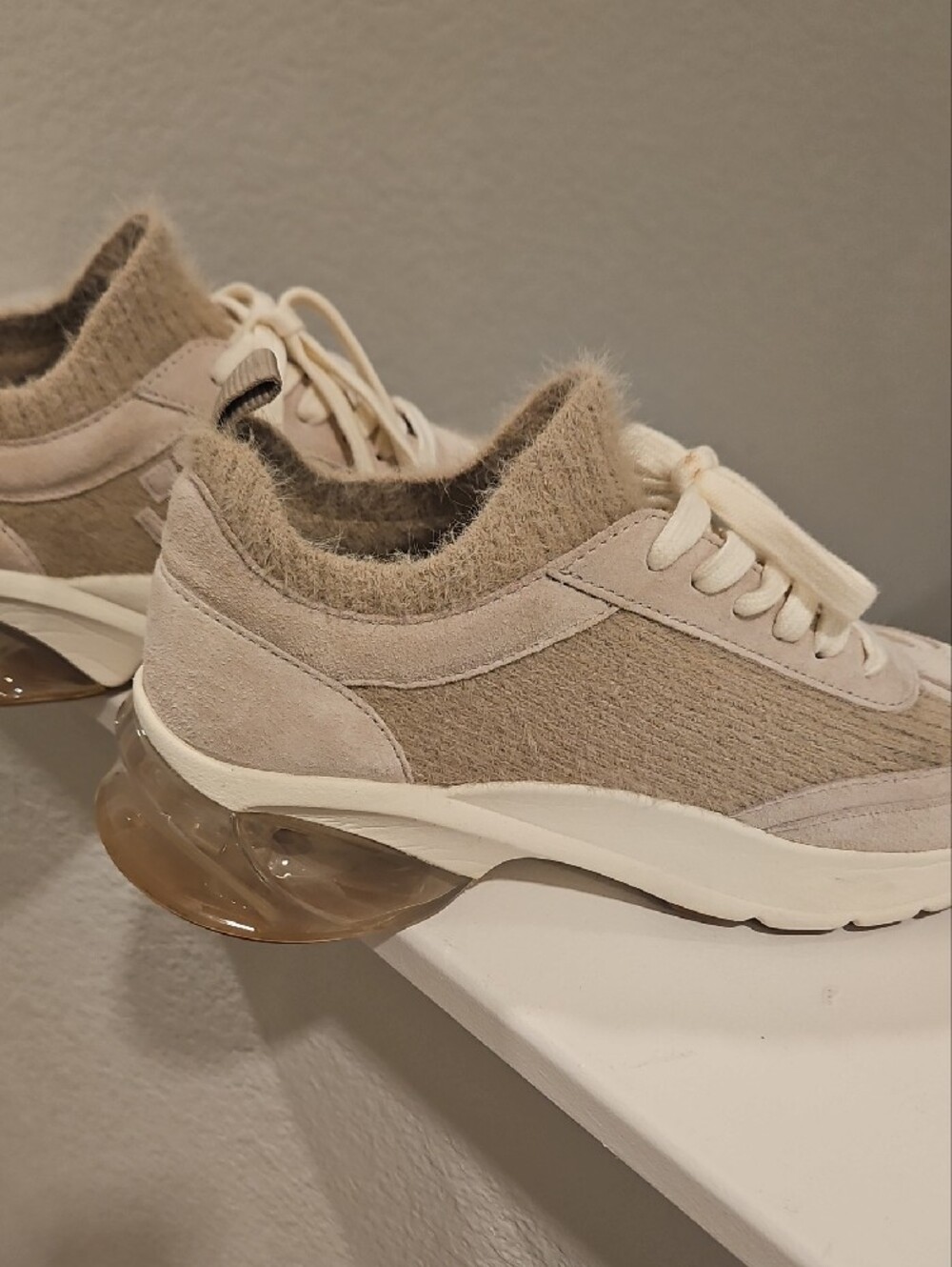 Tory Burch Neutral Beige Suede & Knit Mixed-Media Sneakers - Picture 6 of 6